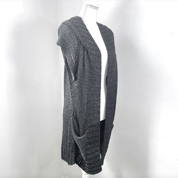 VPL Brand Sleeveless Cardigan Sweater Size M/L‎ Grey Open Hooded Loose Knit - Picture 1 of 7